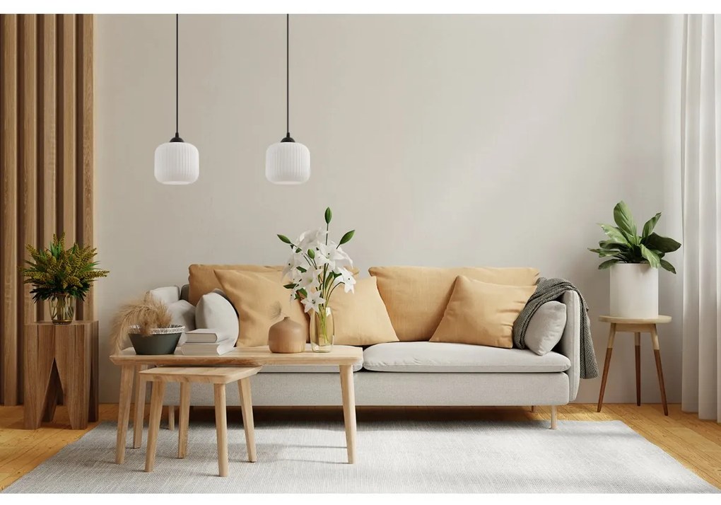 Závesné svietidlo Riffle, 2x biele sklenené tienidlo, b