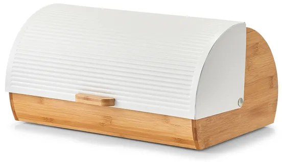 Zeller Present Chlebník veľký, bambusový s odklápacím vekom - biely kov