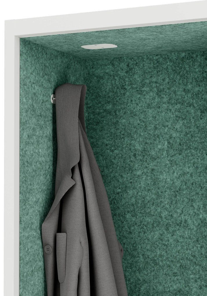Akustická kabína SALLY MentalBox 1150 mm – biely korpus, zelené sedadlo