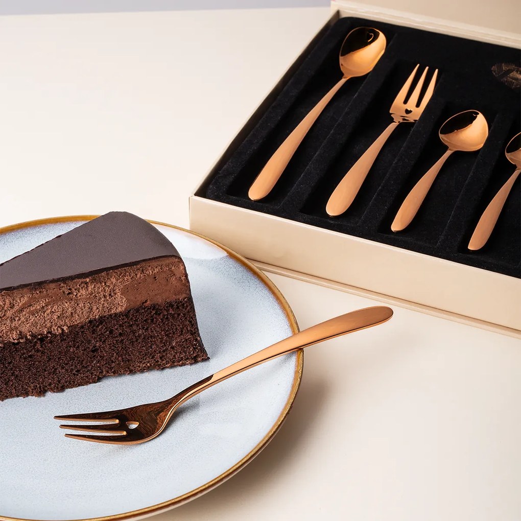 Darčekový set so srdiečkom 6 ks ružovo-zlatý — Love Cutlery - 116445