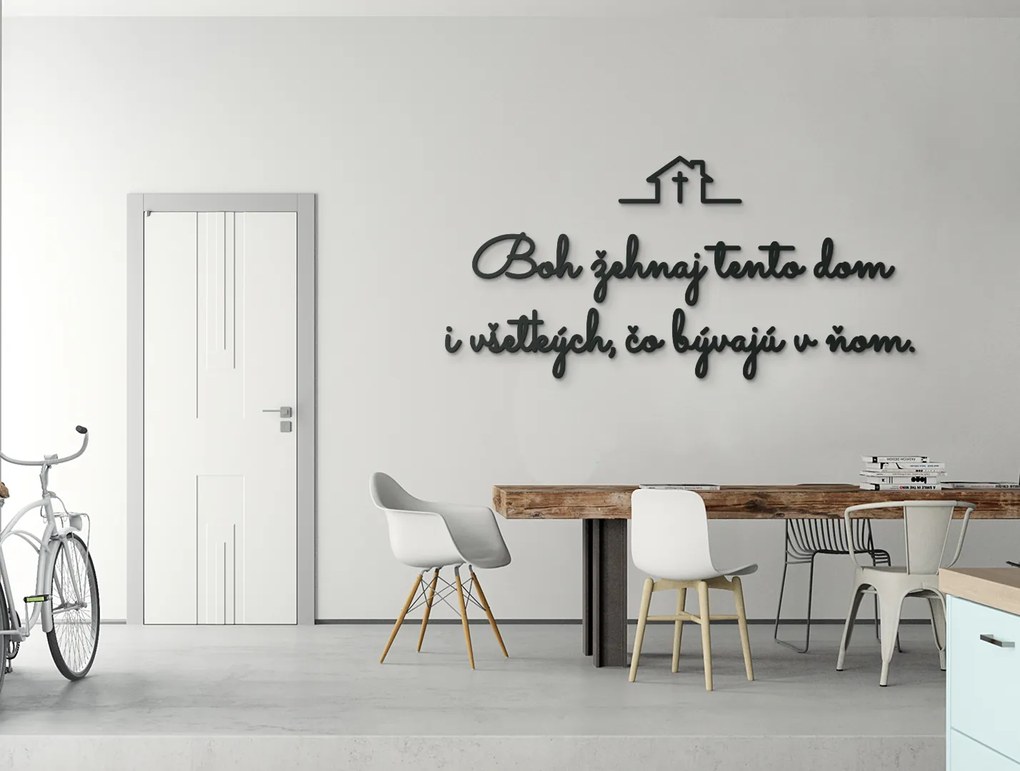 drevko Drevený citát Boh žehnaj tento dom Rozmer obrazu: 40,5 x 86 cm, Farba dekorácie: Čierna