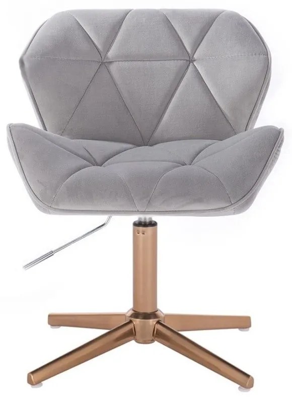 LuxuryForm DESIGN Stolička MILANO VELUR na zlatom kríži - svetlosivá