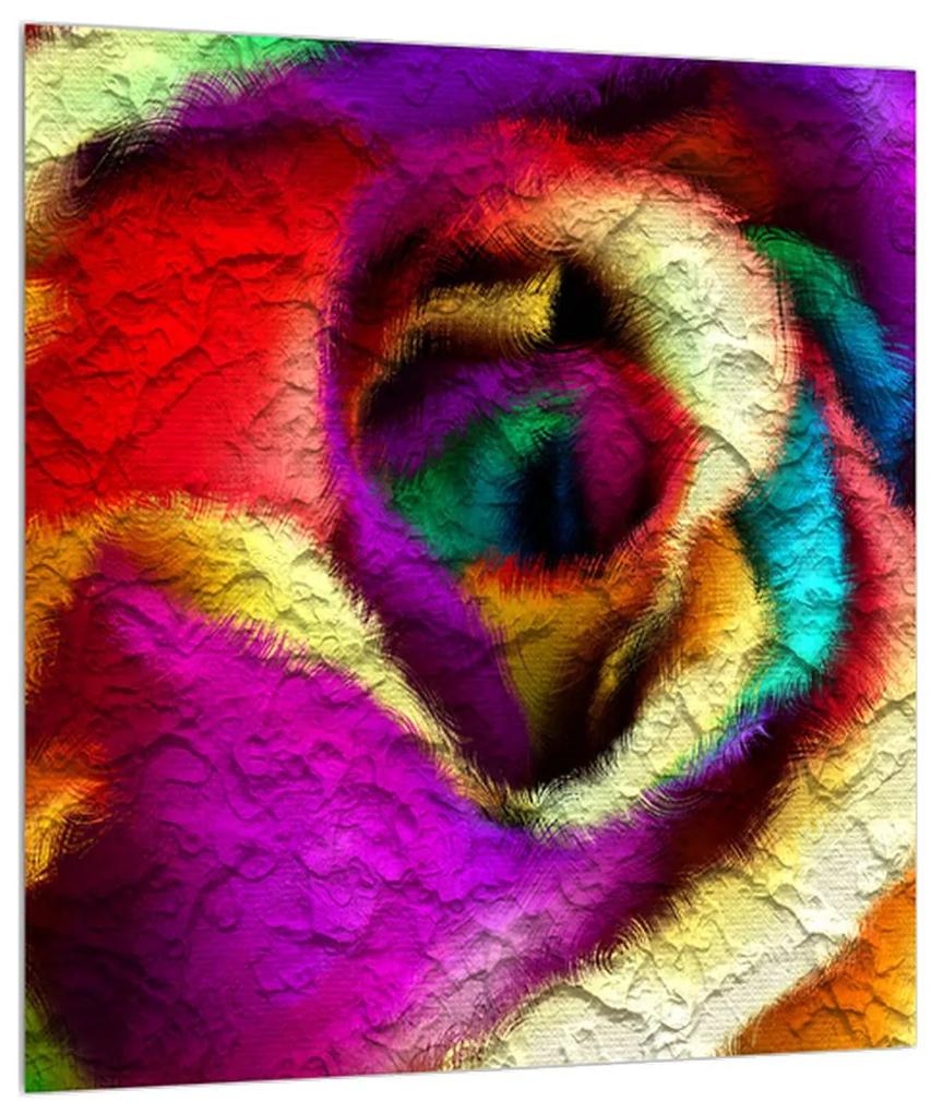 Farebný obraz abstraktnej ruže (30x30 cm)