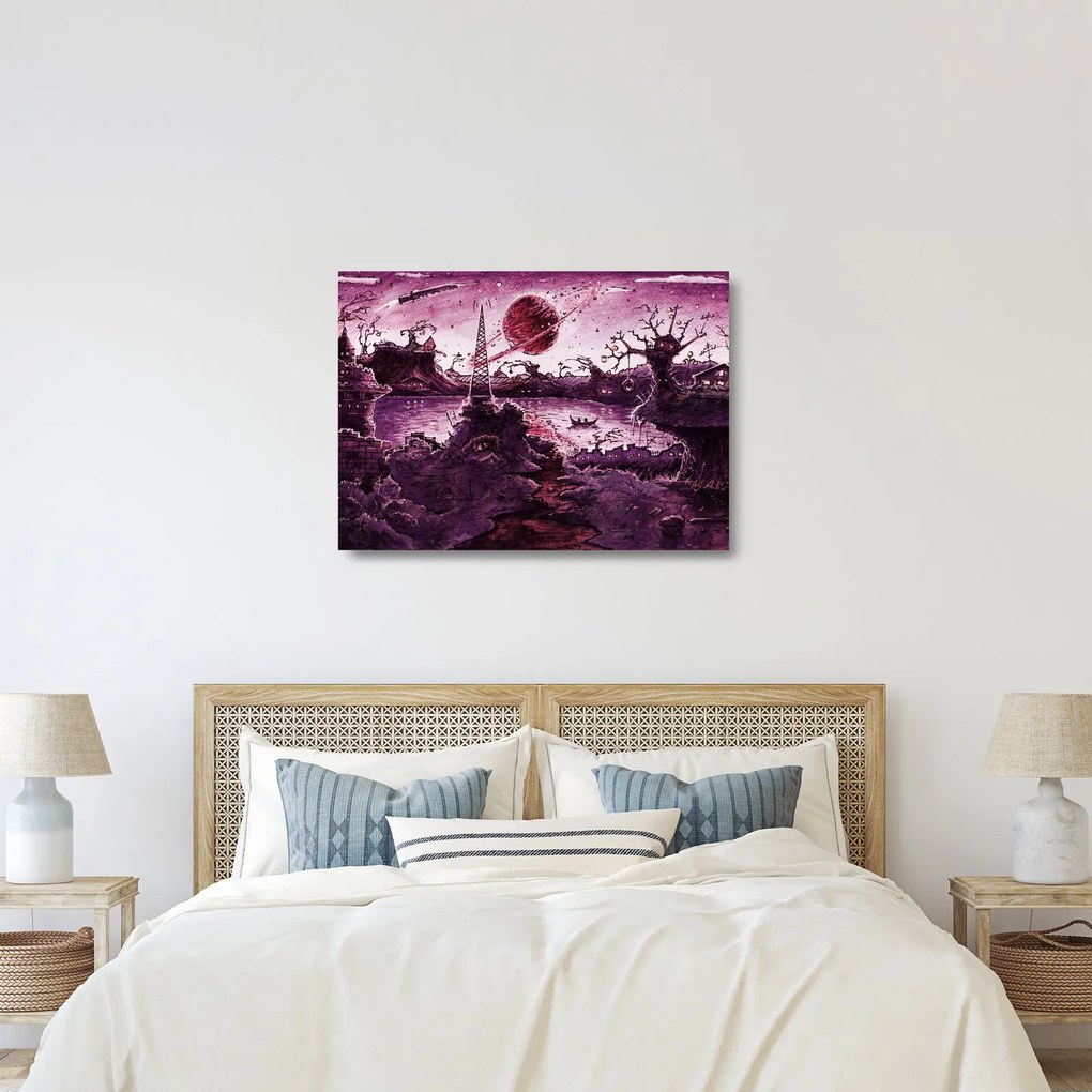 Sklenený obraz - Očarovaná dedina (70x50 cm)