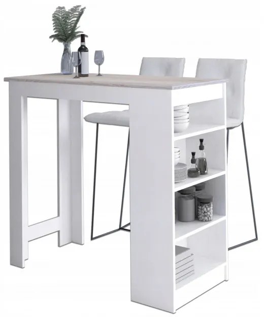Barový stôl 115cm biely / dub sonoma