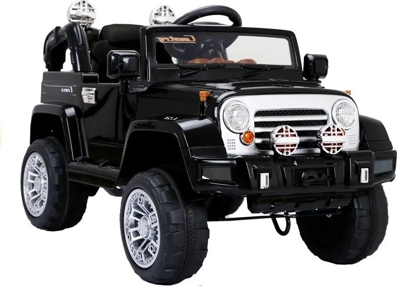 LEAN CARS Elektrické autíčko Jeep JJ245, LED svetlá, MP3, diaľkové ovládanie, čierne