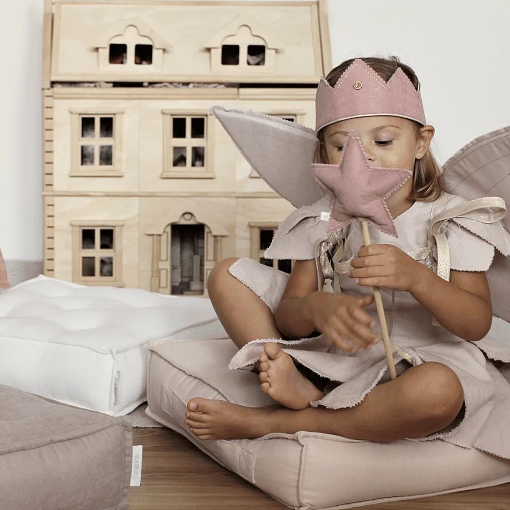 Prešívaný puf púdrovo ružová 46x46x13cm