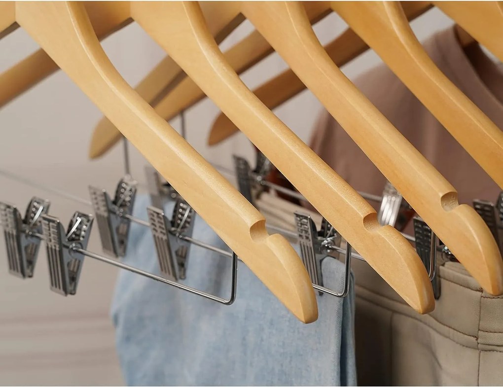 Zeller Present Drevený vešiak na oblečenie s klipom na nohavice a sukne, súprava 3 ks