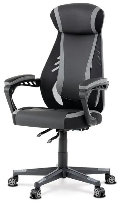 Autronic BONTEC Herné kreslo, hojdací mechanizmus, čierna ekokoža, KA-Y213 BLUE Farba: Šedá