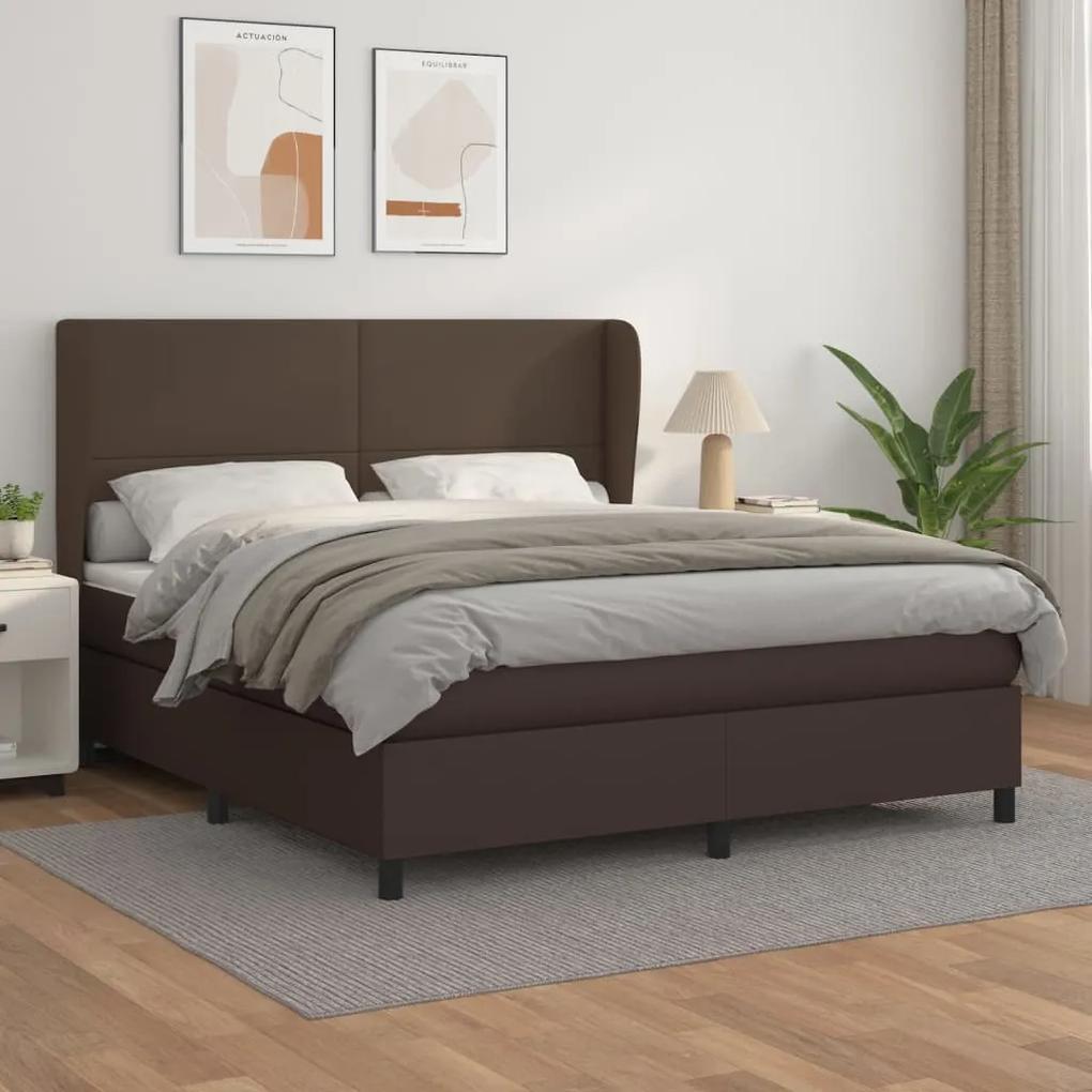 Boxspring posteľ s matracom hnedá 180x200 cm umelá koža 3128928