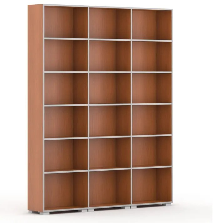 Knižnica SILVER LINE, 3 stĺpce, 2230 x 1800 x 400 mm, čerešňa
