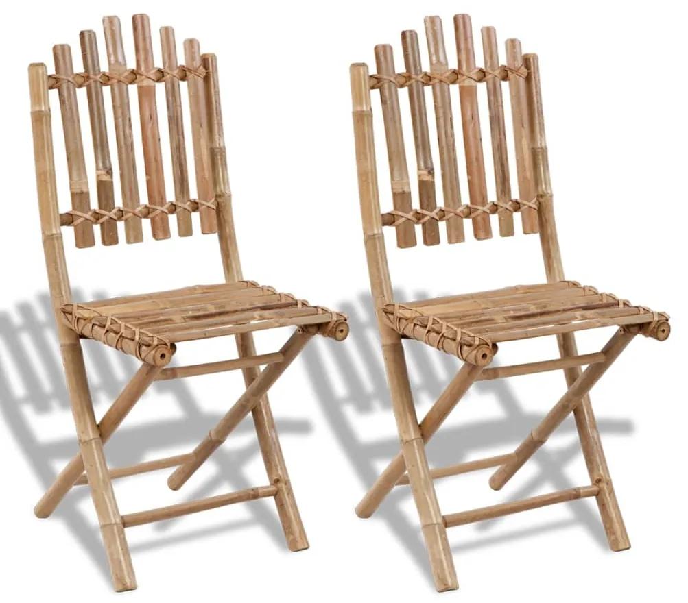 vidaXL Skladacie záhradné stoličky 2 ks, bambus