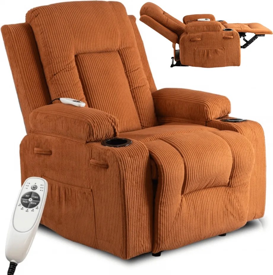 Masážne kreslo BOX Reclining Rudy Corduroy