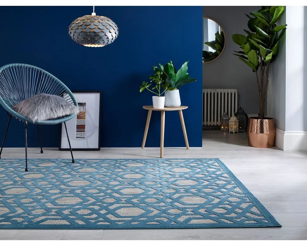 Modrý vonkajší koberec behúň 150x80 cm Oro - Flair Rugs