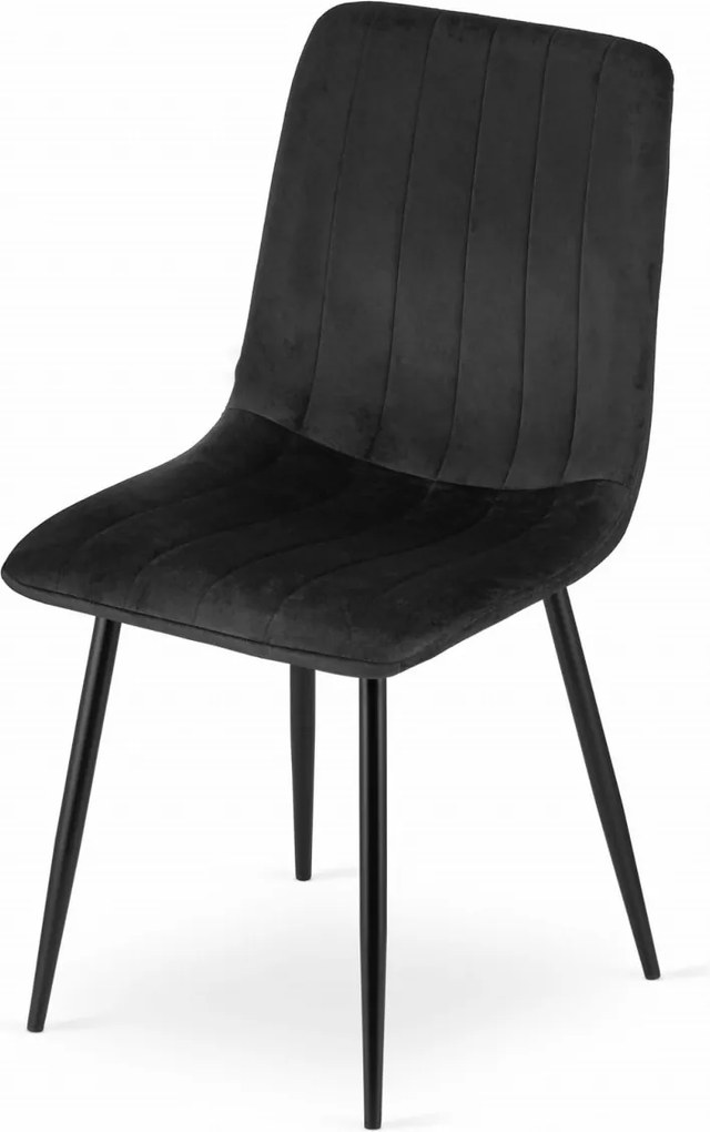 AKCIA Čierna zamatová stolička LAVA s čiernymi nohami II. trieda