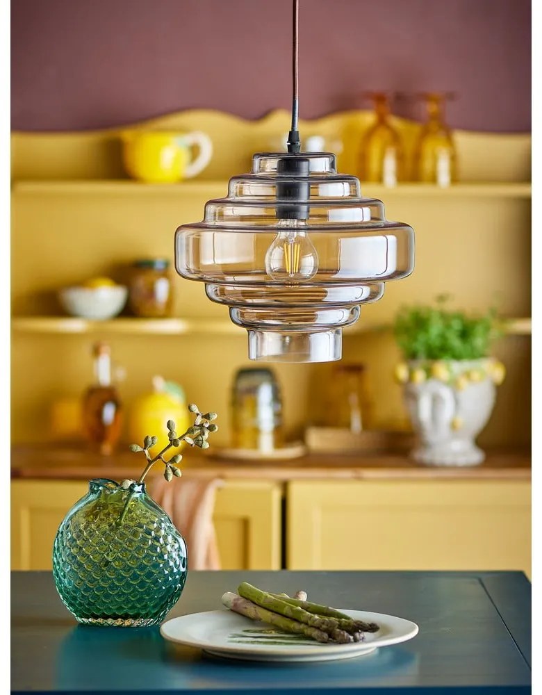 Hnedé závesné svietidlo so skleneným tienidlom ø 27 cm Ilua – Bloomingville