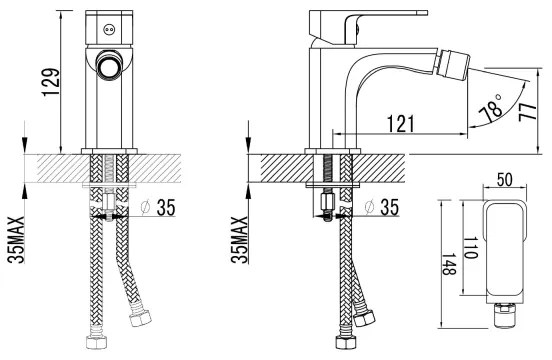 Aqualine - Bidetová batéria FACTOR lesklý chróm