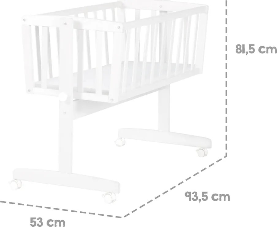 Biela kolíska na kolieskach 40x90 cm – Roba