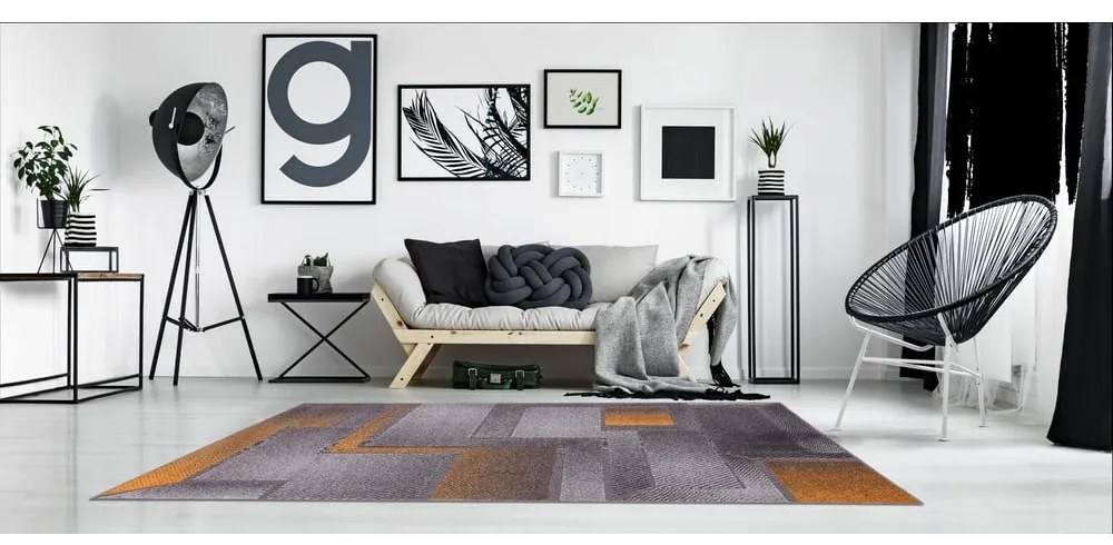 Koberec v okrovožltej a sivej farbe 80x160 cm Meteo – FD