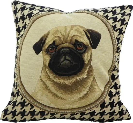 Gobelínový obojstranný vankúšik Mops - 32*15*32 cm