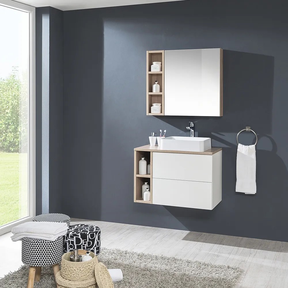 Mereo, Mereo Kúpeľňová zrkadlová skrinka 60 cm, galerka, 1x dvierka ľavá, Multidecor, Pino Aurélio, MER-CN798G61PINO