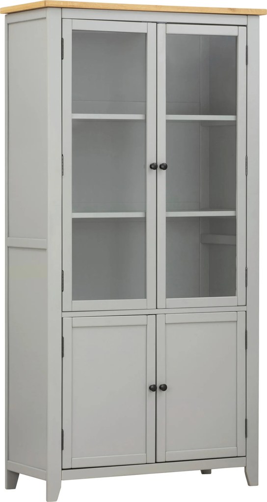 XXXLutz VITRÍNA, dub, borovica, sivá, číra, prírodná farba, 100/195/43 cm MID.YOU - Sklenené vitríny - 002510001901