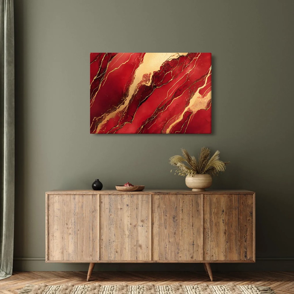 Obraz - Červeno-zlatý mramor (90x60 cm)