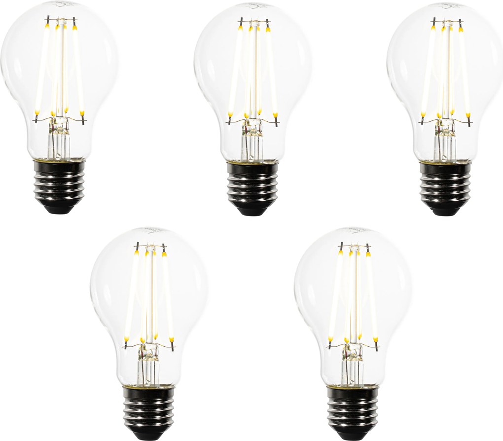 Sada 5 LED žiaroviek E27 A60 číra 2,2W 470 lm 3000K