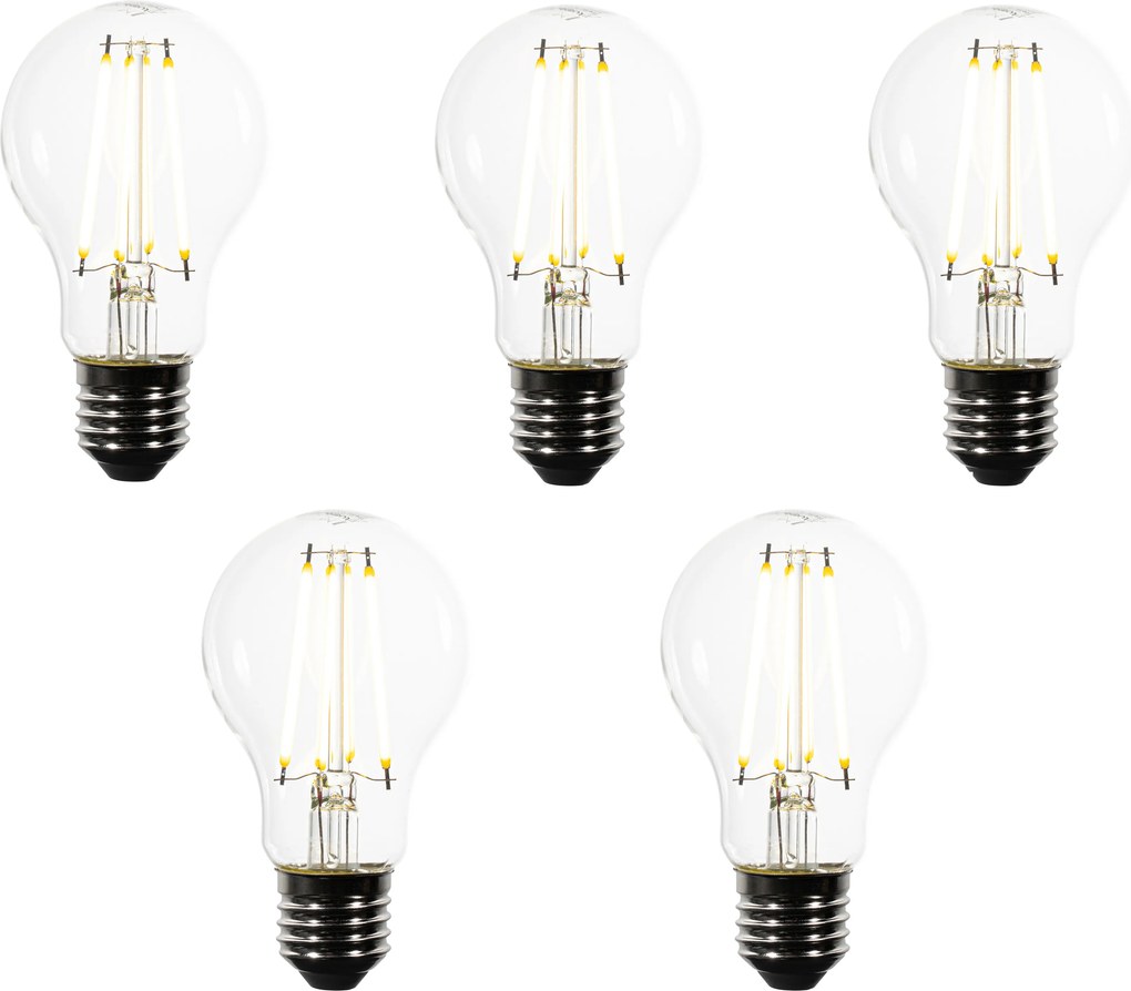 Sada 5 LED žiaroviek E27 A60 čírych 2,2W 470 lm 3000K