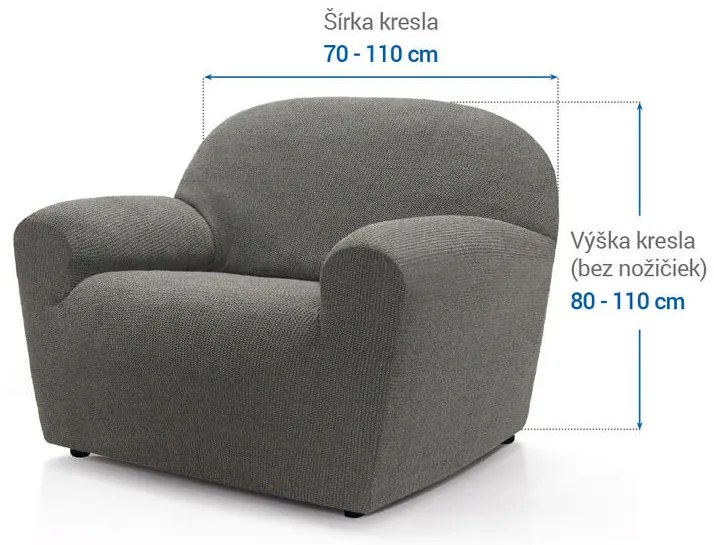 Super strečové poťahy HARMONIA šedá kreslo (š. 70 - 110 cm)