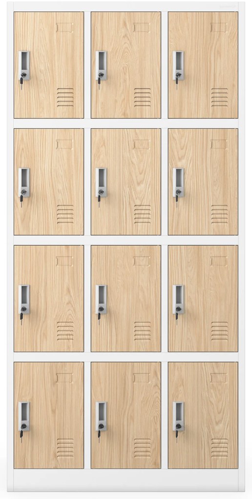 Šatňová skrinka s 12 priehradkami, biela/dub Sonoma, 900x1850x400 mm: MARCIN Eco Design