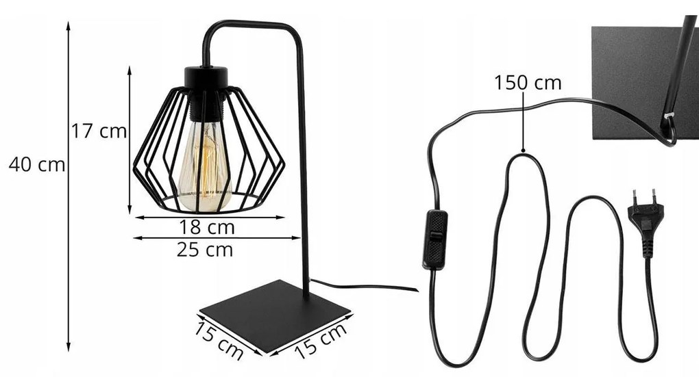 Stolná lampa Nuvola, 1x čierne drôtené tienidlo