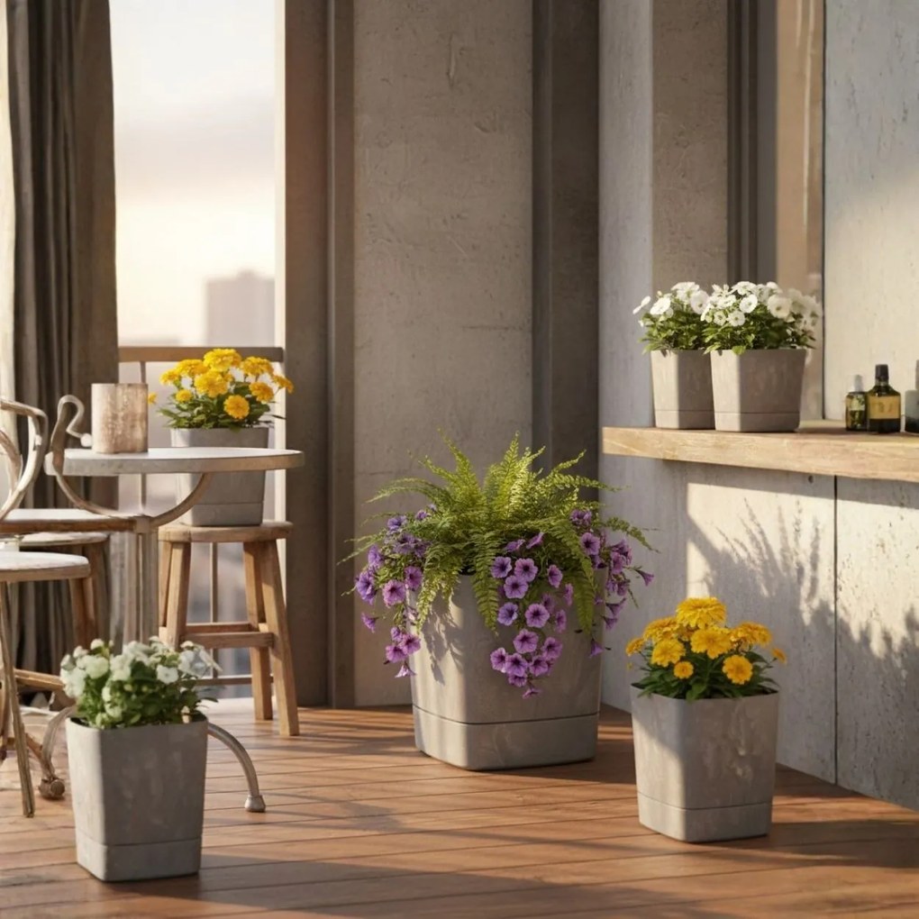 Květináč CUBI 34x36,4 cm šedý beton