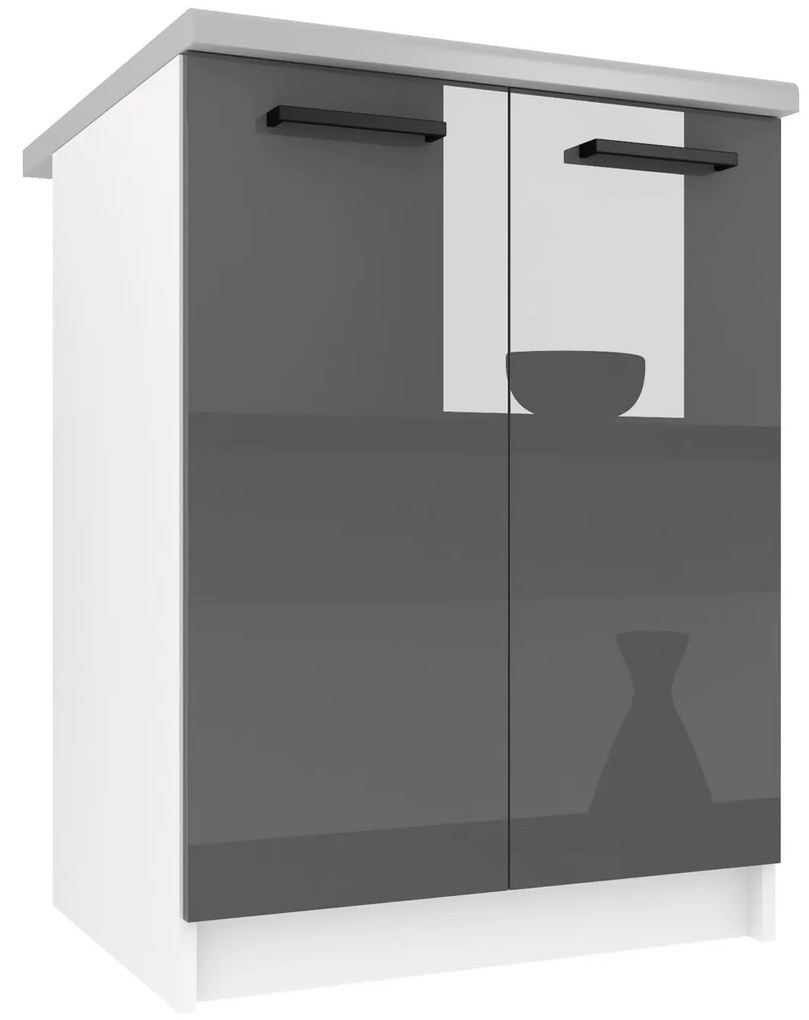 Kuchynská skrinka Belini spodná 60 cm šedý lesk s pracovnou doskou  INF SD2-60/0/WT/S/0/B1