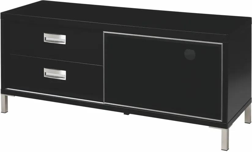 Čierny televízny stolík s 2 zásuvkami Folke Satyr, dĺžka 116 cm