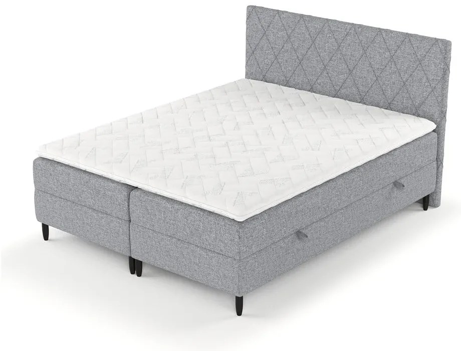 Sivá boxspring posteľ s úložným priestorom 180x200 cm Gwen – Maison de Rêve