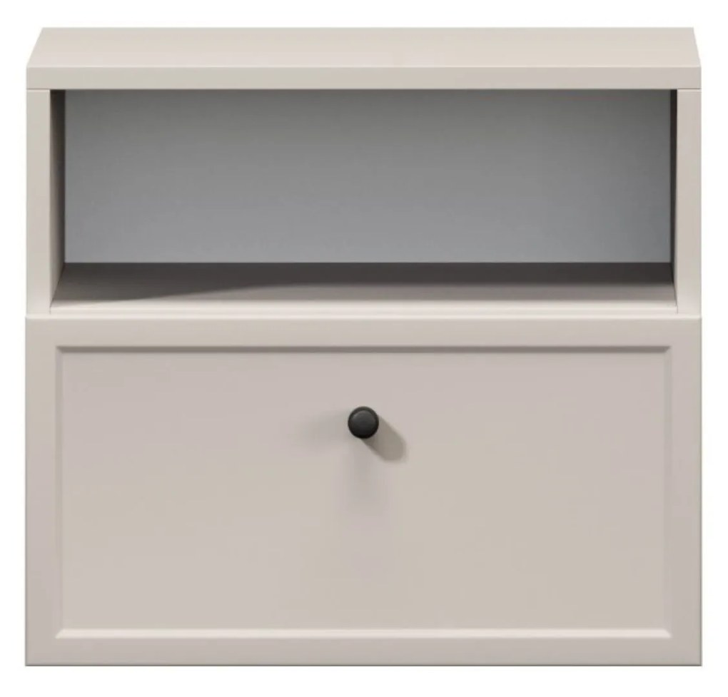 Závesný nočný stolík Lorini 45 cm - kašmírová / čierna úchytka G