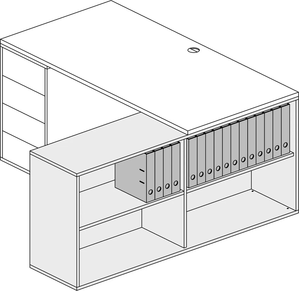 Kancelársky regál BLOCK, 1600 × 400 × 710 mm, biela