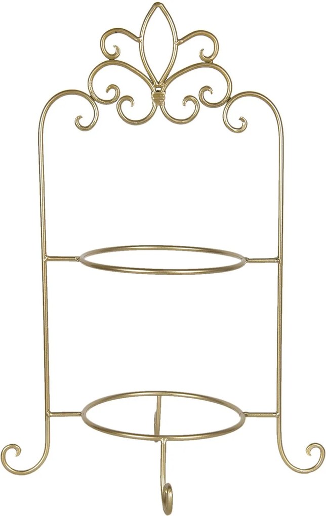 Zlatý kovový ozdobný stojan na taniere dvojposchodový - 38 * 30 * 57 cm