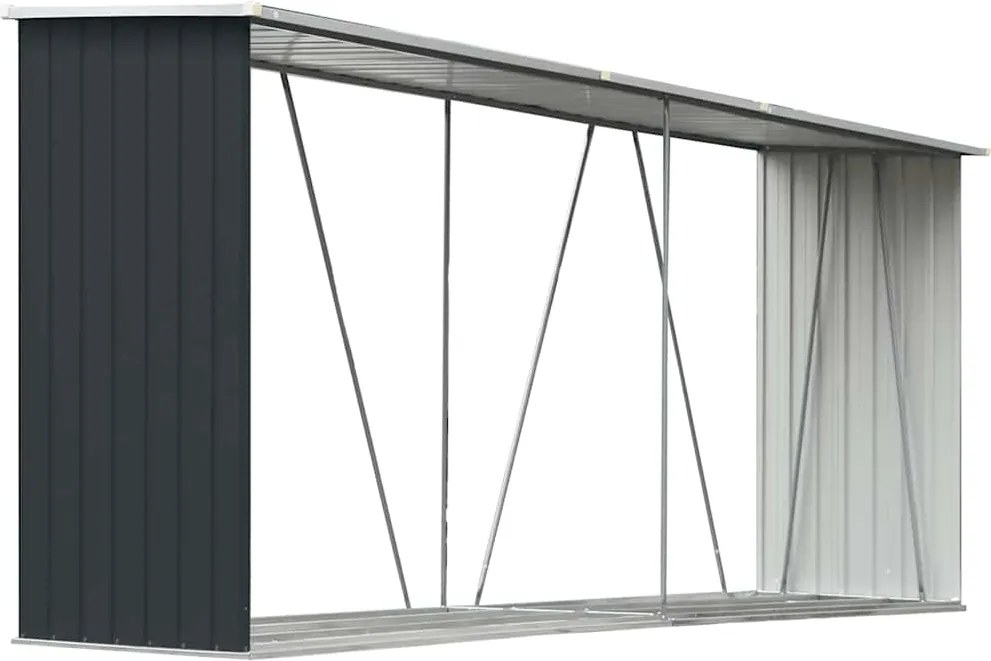 vidaXL Záhradná kôlňa na drevo galvanizovaná oceľ 330x84x152 cm antracitová