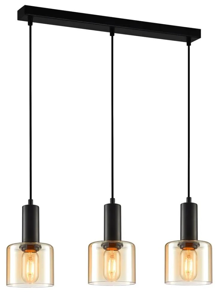 ITALUX PND-65342-3-BK+AMB - Luster na lanku SANTIA 3xE27/40W/230V
