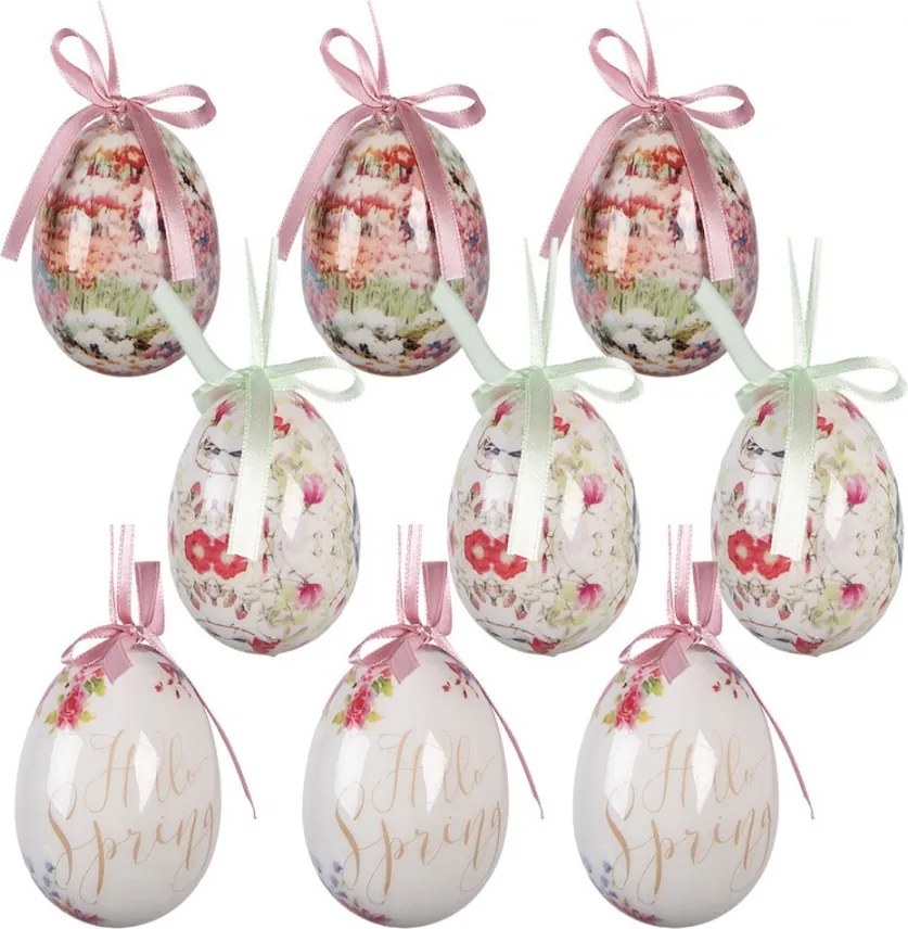 Easter Ornament Set Of 9 ? 5x8 Cm White Plastic - ? 5*8 cm