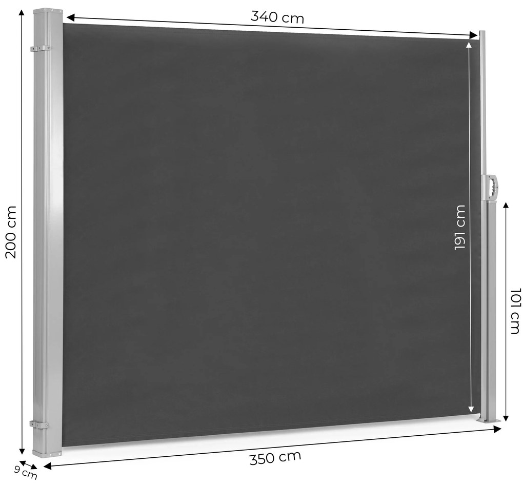 Skladacia markíza - bočná roleta na terasu, 350x200 cm, antracitová, MultiGarden