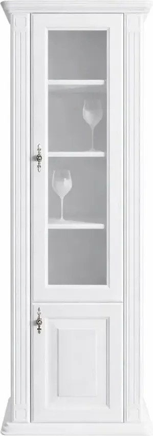 Biela vitrína na poháre z masívu, 64x47x210 cm Otváranie vpravo