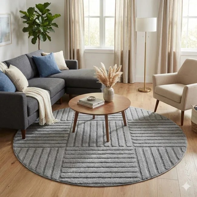 Koberec Square Art 3D sivý kruh