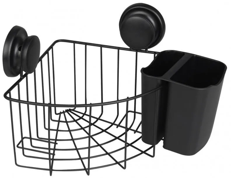 Erga Gavi, rohový kúpeľňový kôš na kozmetiku 21x21x12 cm na prísavky, čierna matná, ERG-YKA-CH.GAVI-PP-KN-BLK