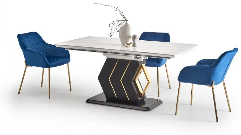Rozkladací jedálenský stôl Vincenzo 160/200 cm biely mramor