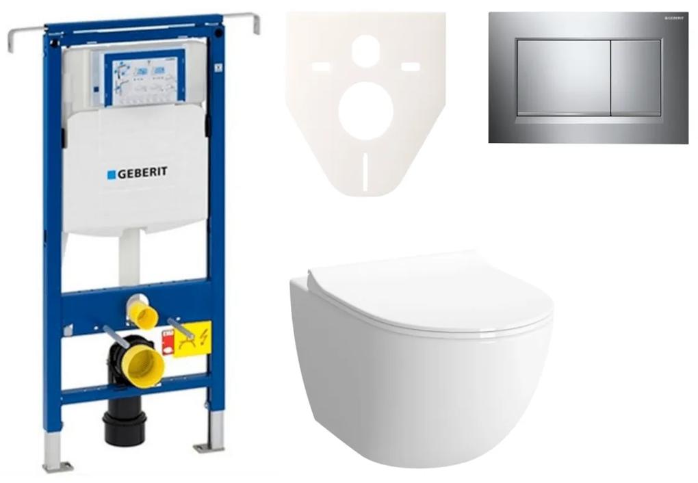 Cenovo zvýhodnený závesný WC set Geberit do ľahkých stien / predstenová montáž + WC VitrA VitrA Shift SIKOGES4N6