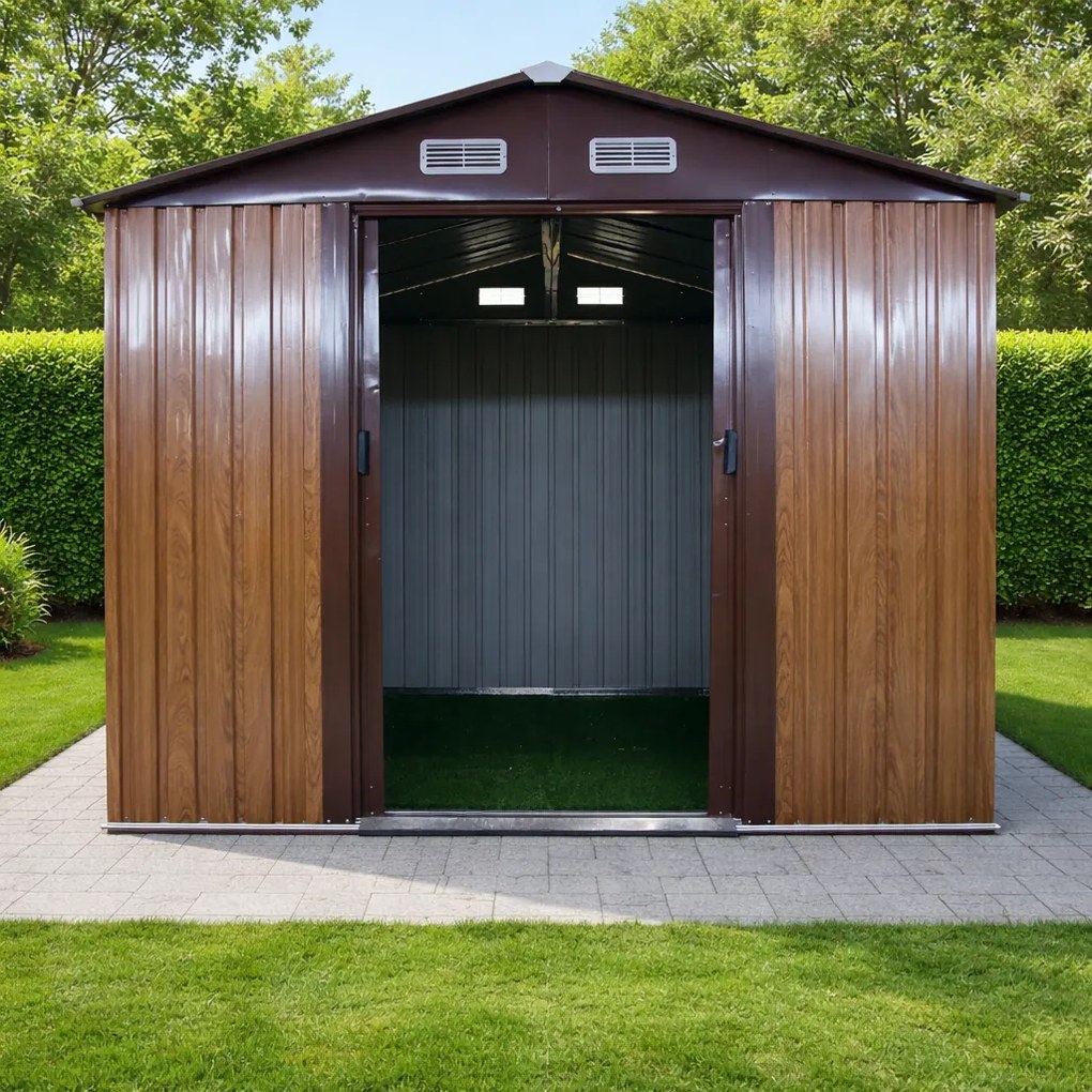 Záhradný domček BestBerg BBSH-608W / 5,3 m² / 205 x 257 x 202 cm / dekor dreva/hnedá