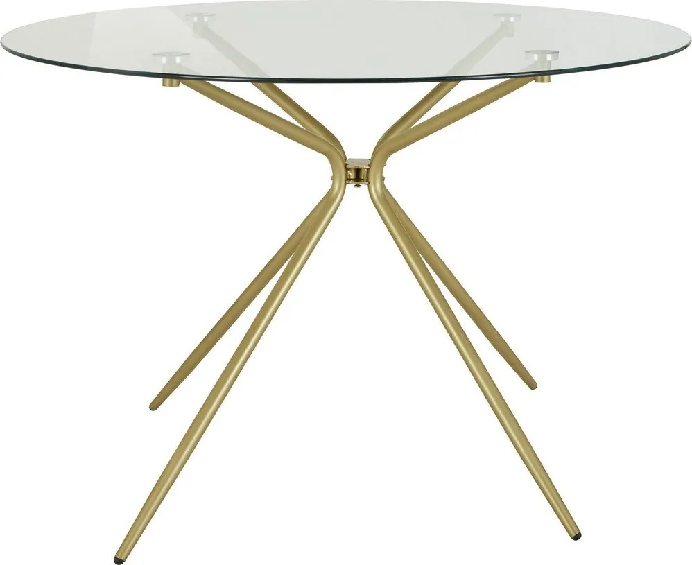 Okrúhly jedálenský stôl so sklenenou doskou v zlatej farbe ø 110 cm Silvie – Støraa